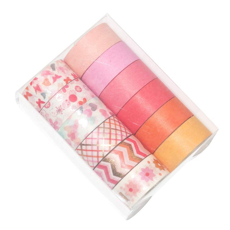 YUBBAEX 12 Rolls Pink Gold Washi Tape Set Masking Decorative Tapes (Pink Mix) - Image 4